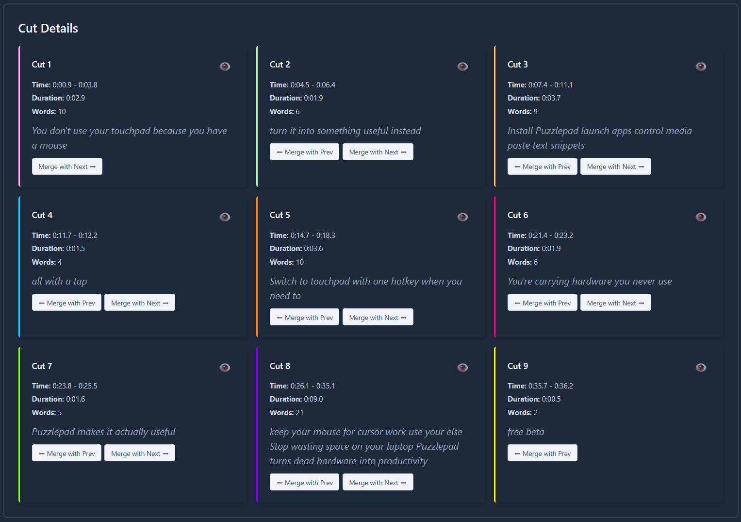 Cut Editor in Narralyn
