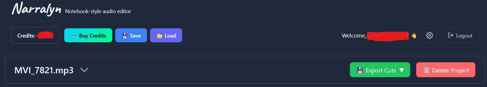 Top Menu Bar in Narralyn